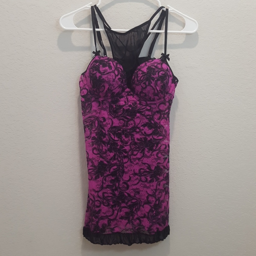 Black and pink lace lingerie